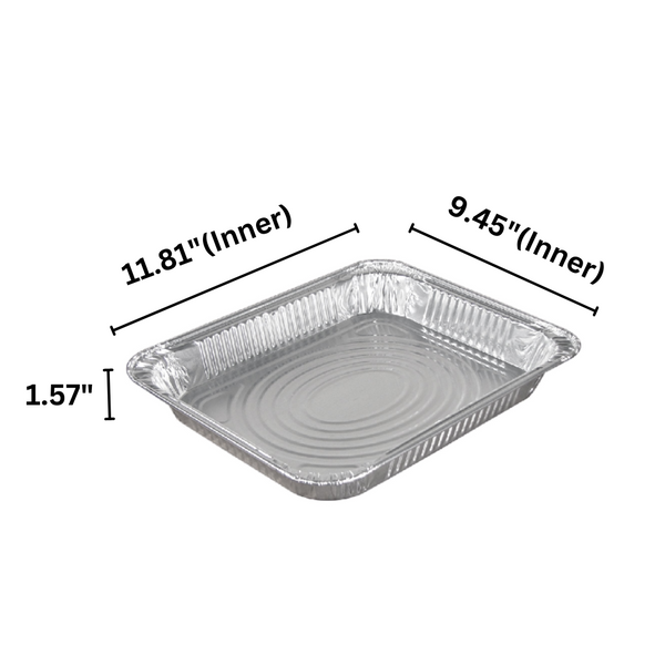 S323-S | Half Size Steam Table Shallow Rectangular Aluminum Foil Container (Base Only) - 100 Pcs