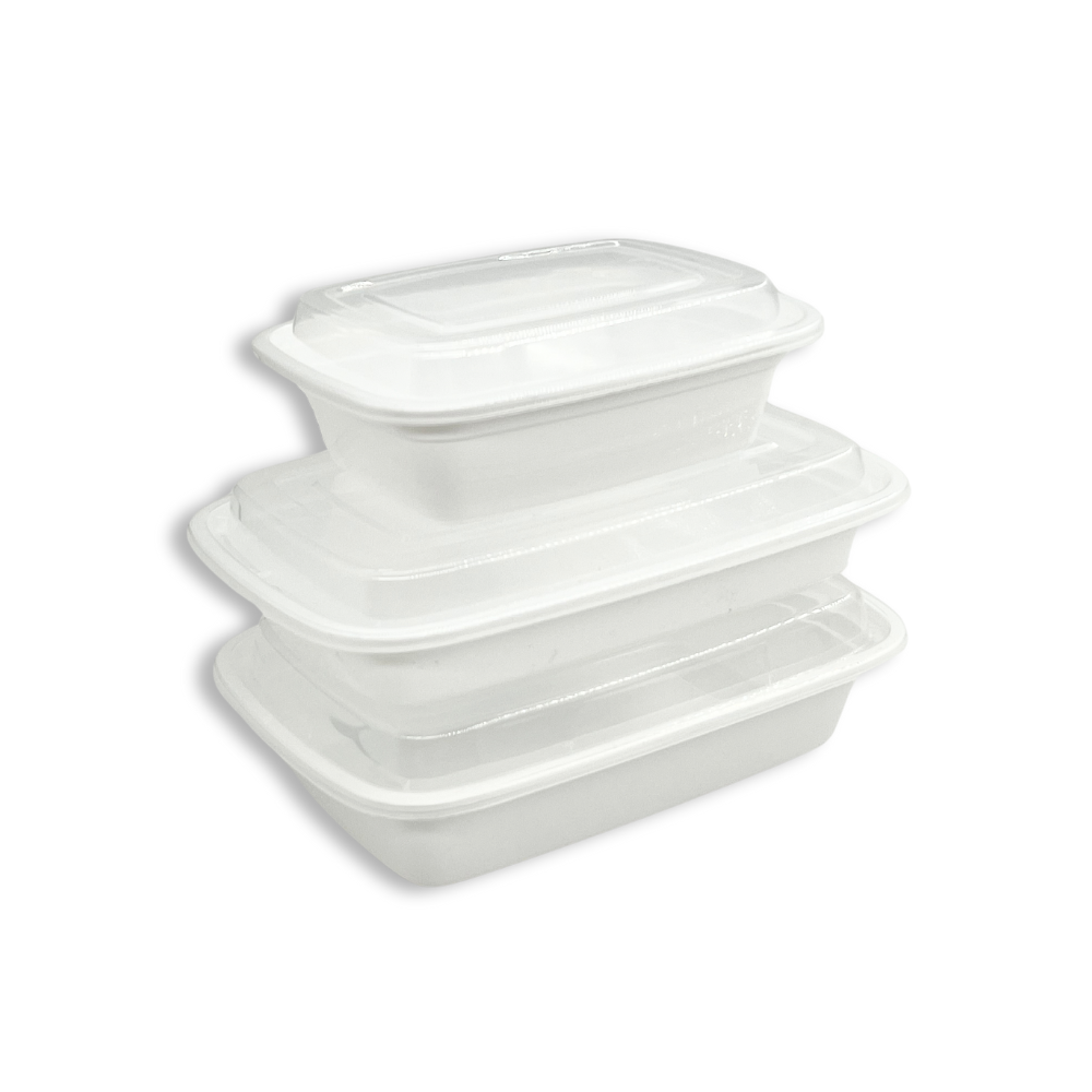 F-6412 Base | TD 12oz Microwaveable PP White Rectangular Food Container (Base Only) - 300 Pcs