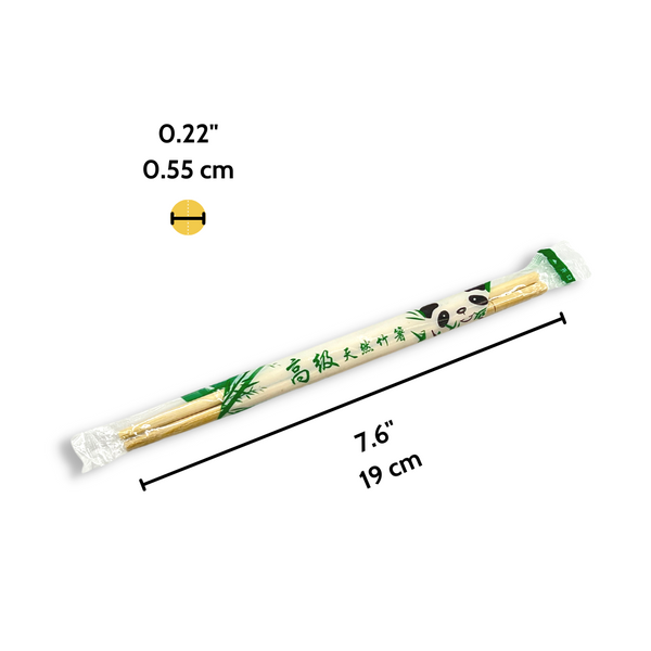 5.5mm Individually Wrapped Bamboo Chopsticks - size