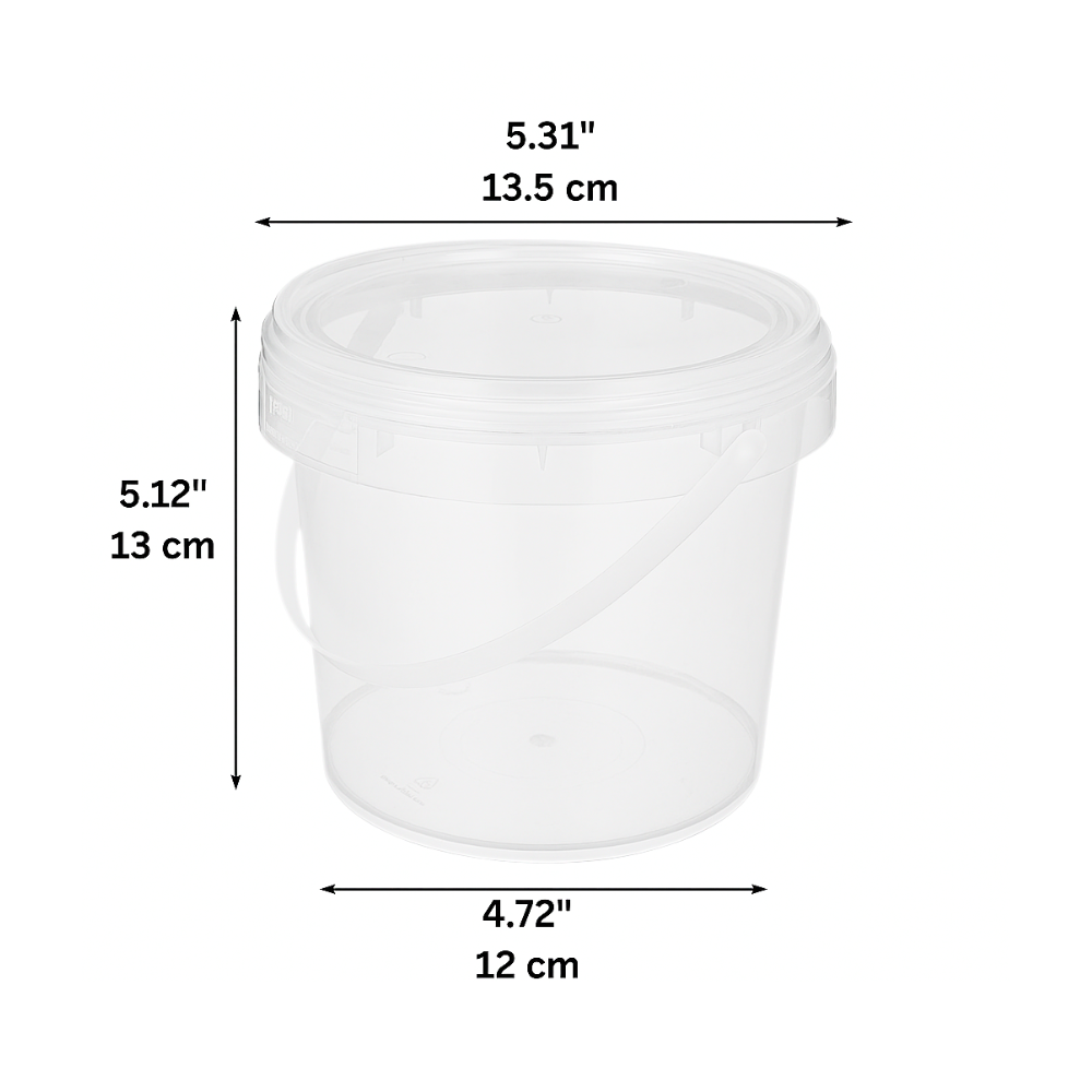 50oz Reusable Clear Plastic Bucket W/ Lid & Handle - 100 Sets | HD Bio ...