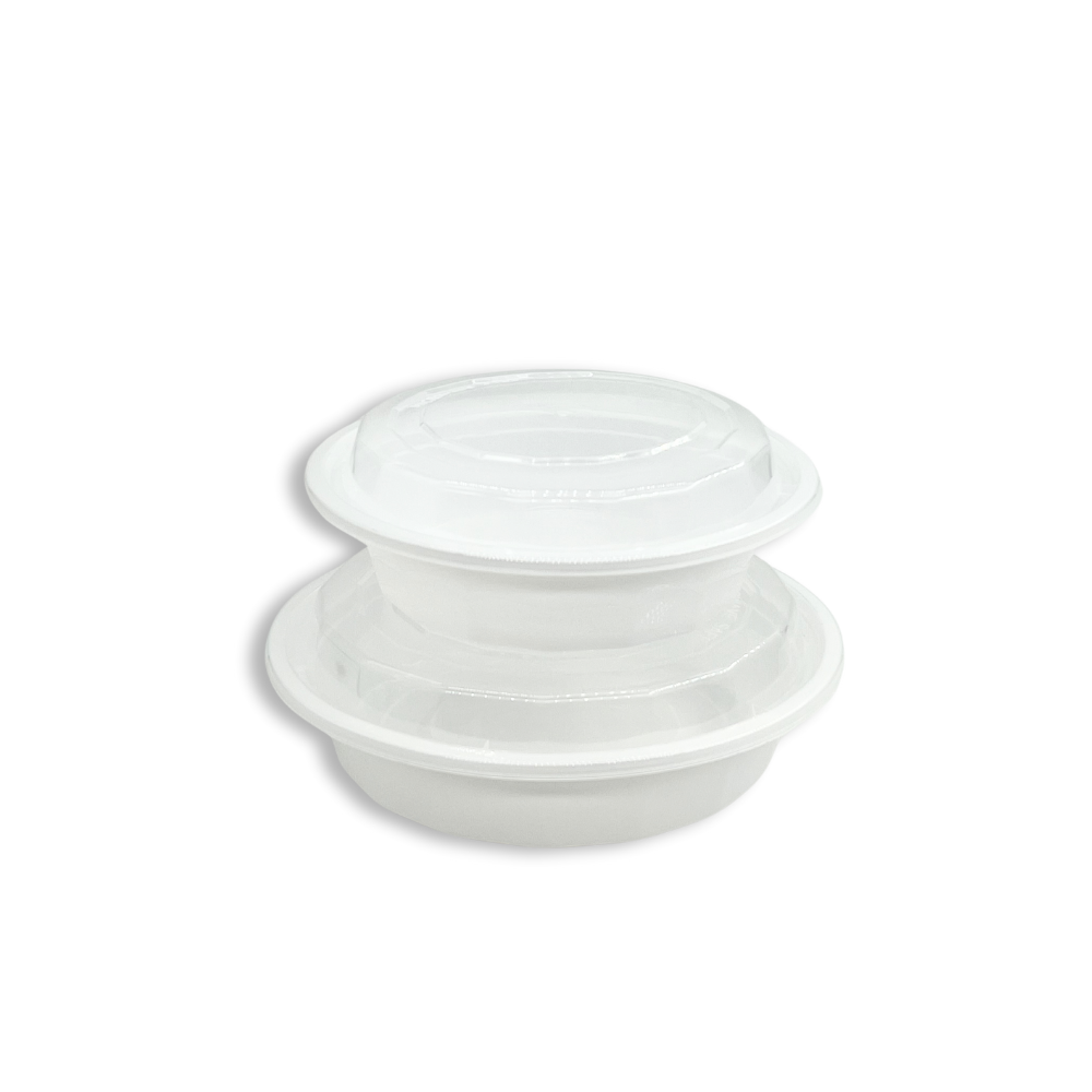 F-6016 | TD 16oz Microwaveable PP White Round Food Container W/ Lid (No hole) - 150 Sets