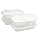 F-9628 | TD 28oz Microwaveable PP White Rectangular Container W/ Lid - 150 Sets