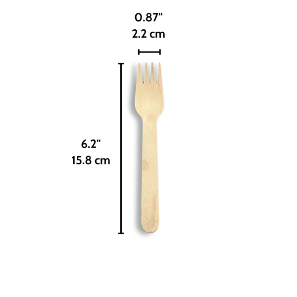 6.2 Compostable Wooden Fork - Size