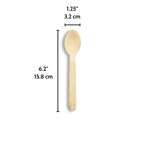 6.2" Compostable Wooden Spoon - 1000 Pcs