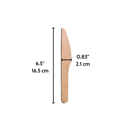 6.5" Eco-Friendly Biodegradable Compostable Wooden Knife - size