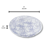 #64 PET 14 Inch Blue Maple Pattern Sushi Party Tray W Lid Size