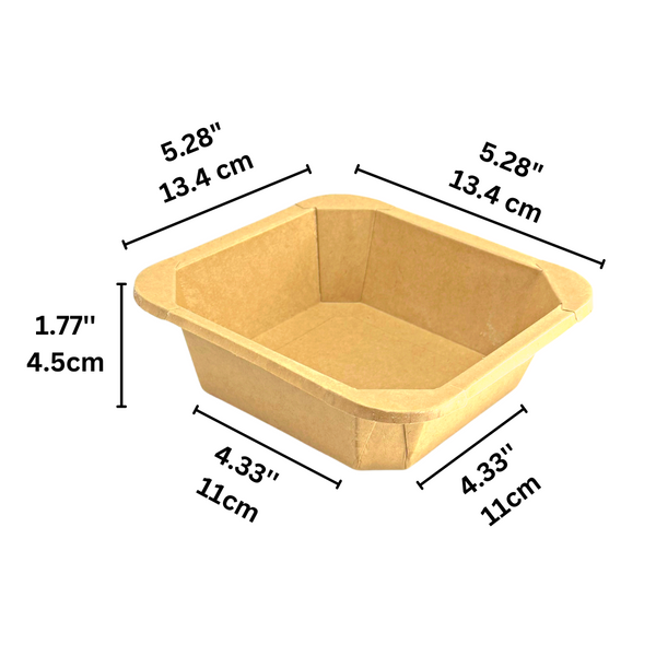 #650S | 22oz Eco-friendly Kraft Square Paper Container (Base Only) - size