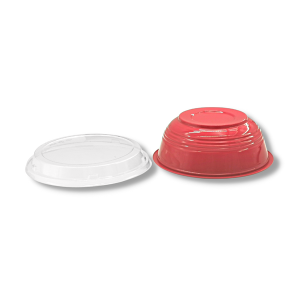 #700 | 24oz Microwaveable Red Donburi Bowl W/ PET Lid - bottom up