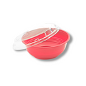 #700 | 24oz Microwaveable Red Donburi Bowl W/ PET Lid - open