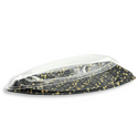 #7105 | Black Maple Pattern Boat Sushi Tray W/ Lid | 23.43x8x2.9