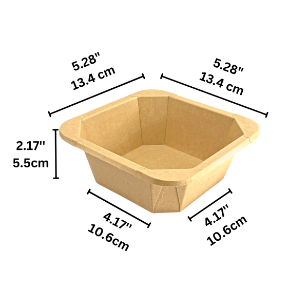 #750S | 25oz Eco-friendly Kraft Square Paper Container (Base Only) - size