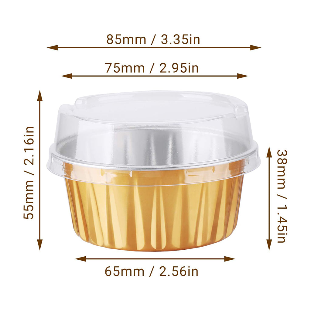 7oz Golden Aluminium Foil Baking Cup W/ Clear High Lid - 200 Sets