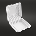 #81 W/ Hole | Microwavable PP Square Clamshell Food Container W/ Hole | 8x8x3