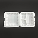#83 W/ Hole | 3 Compartment Microwavable PP Square Clamshell Food Container W/ Hole | 8x8x3