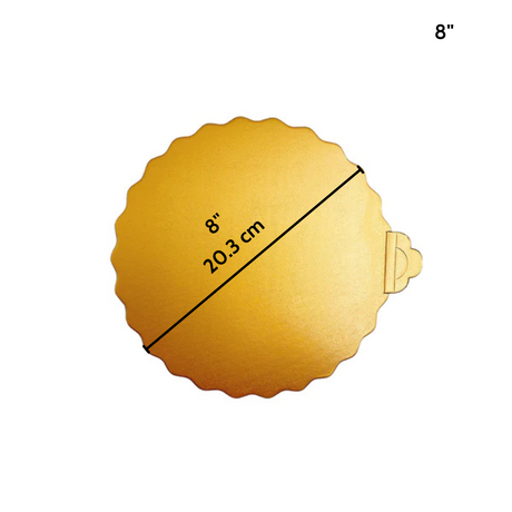 8 Golden Round Cake Paper Pad W Handle - Size