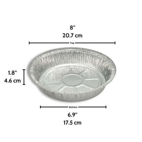 8" Silver Round Aluminum Foil Container (Base Only) - 500 Pcs