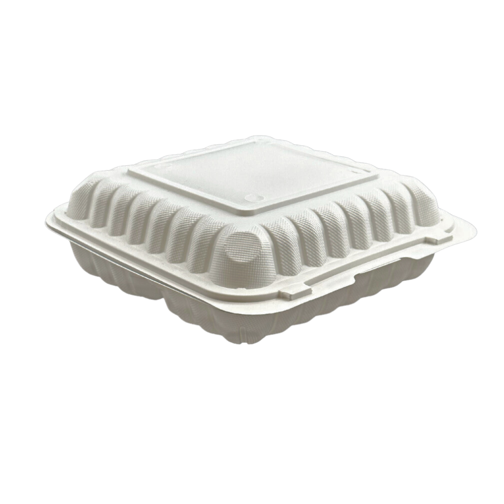 #93 3 Compartment Microwavable Square Clamshell Food Container W/ Hole ...