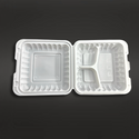 #93 W/ Hole | 3 Compartment Microwavable PP Square Clamshell Food Container W/ Hole | 9x9x3