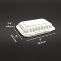 #96 W/ Hole | Microwavable PP White Rectangular Clamshell Food Container W/ Hole | 9x6x2.6