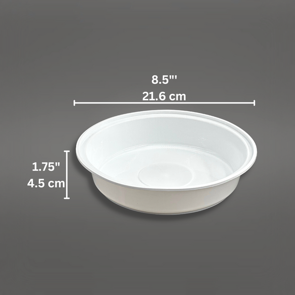 A-1200 | 40oz Microwaveable PP White Round Bowl (Base Only) - size