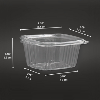 AD16 | 16oz PET Clear Rectangular Hinged Salad Container - size