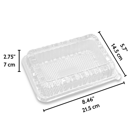 CM003H PET  Clear Rectangular Hinged Container  8.46x5.7x2.75 - Size