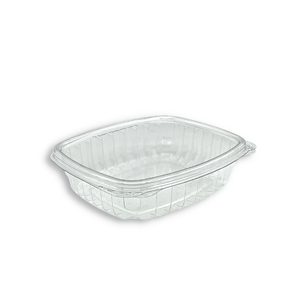 CS24 | 24oz PET Clear Rectangular Hinged Salad Container - 200 Sets