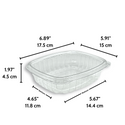 CS24 | 24oz PET Clear Rectangular Hinged Salad Container - size