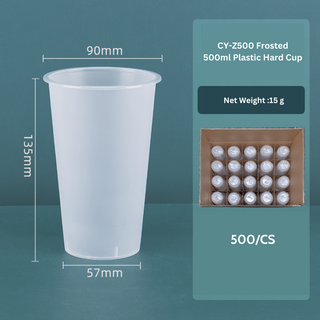 CY-Z500 Frosted | 16oz PP Frosted Boba Tea Cup | 90mm Top - 500 Pcs