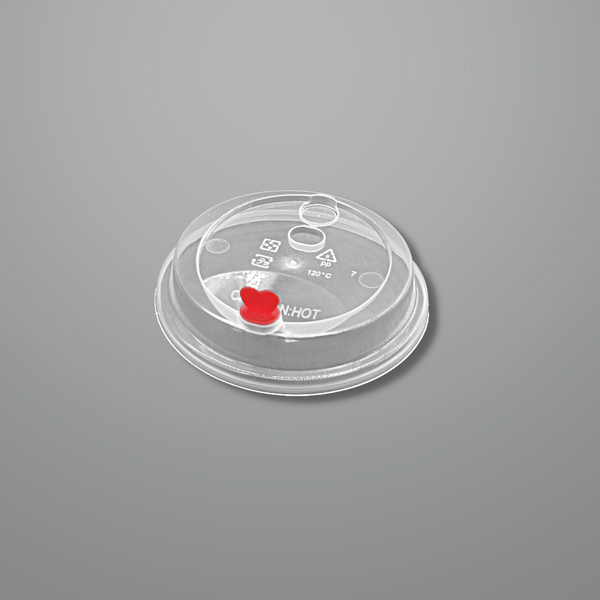 CY-Z89 | 90mm Clear Round Sip Lid W/ Red Heart Shaped Plug | Fit CY-Z500/700 Cup - 1000 Pcs