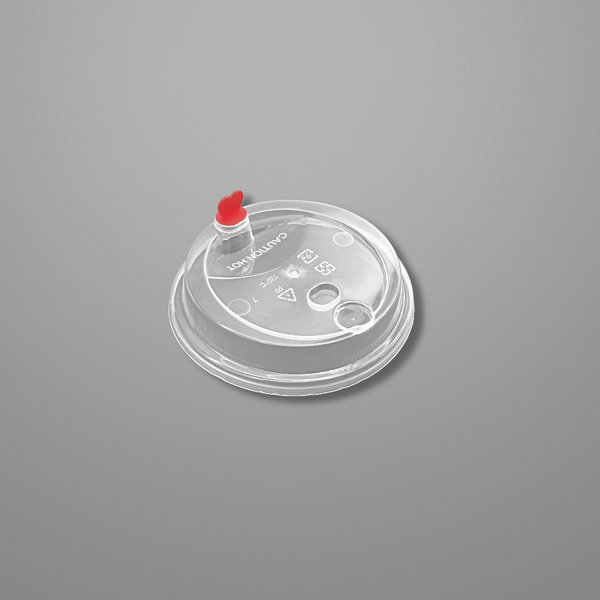 CY-Z89 | 90mm Clear Round Sip Lid W/ Red Heart Shaped Plug | Fit CY-Z500/700 Cup - 1000 Pcs