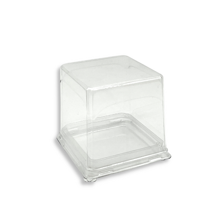 Clear PET Clear Square Cake Box W/ Lid | 3.54x3.35x3.86" - 150 Sets