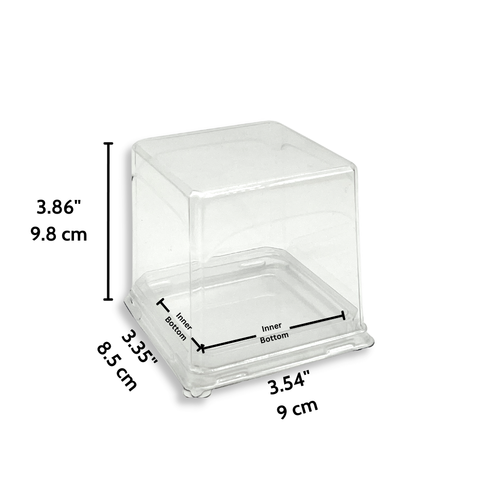 Clear PET Square Cake Box W/ Lid | 3.54x3.35x3.86