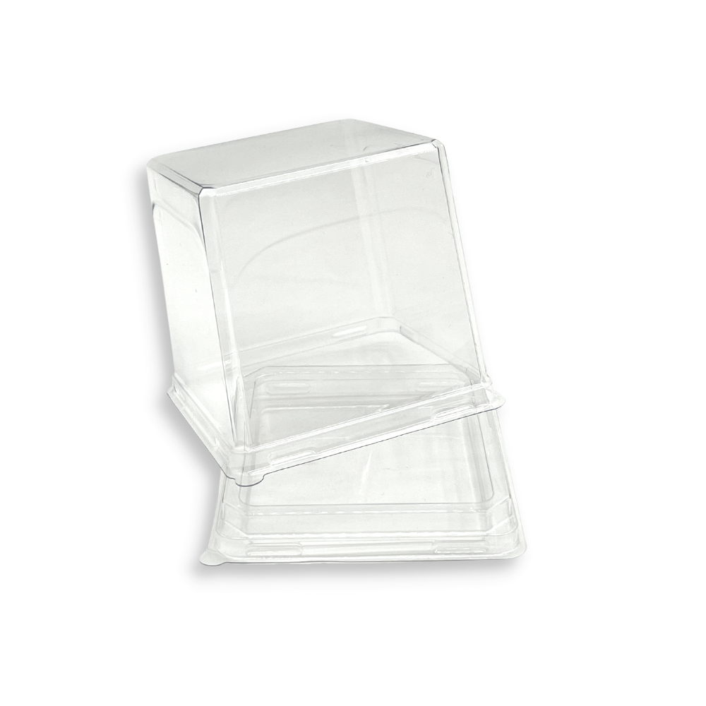 Clear PET Clear Square Cake Box W/ Lid | 3.54x3.35x3.86" - open