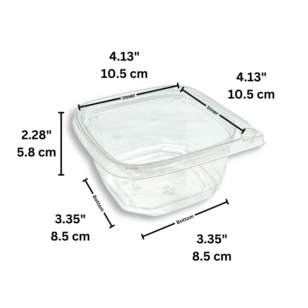 DC-12 12oz PET Clear Safety Lock Square Container (Base Only)-500 Sets ...