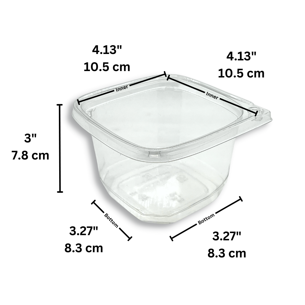 DC-16 | 16oz PET Clear Safety Lock Square Container (Base Only) - size