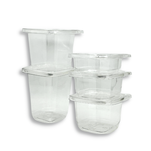 DC PET Clear Safety Lock Square Container-Whole Series-Stacked