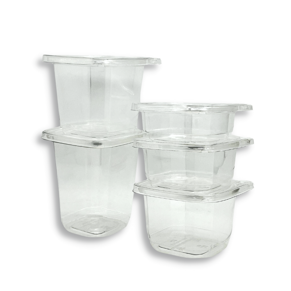 DC-12 12oz PET Clear Safety Lock Square Container (Base Only)-500 Sets ...
