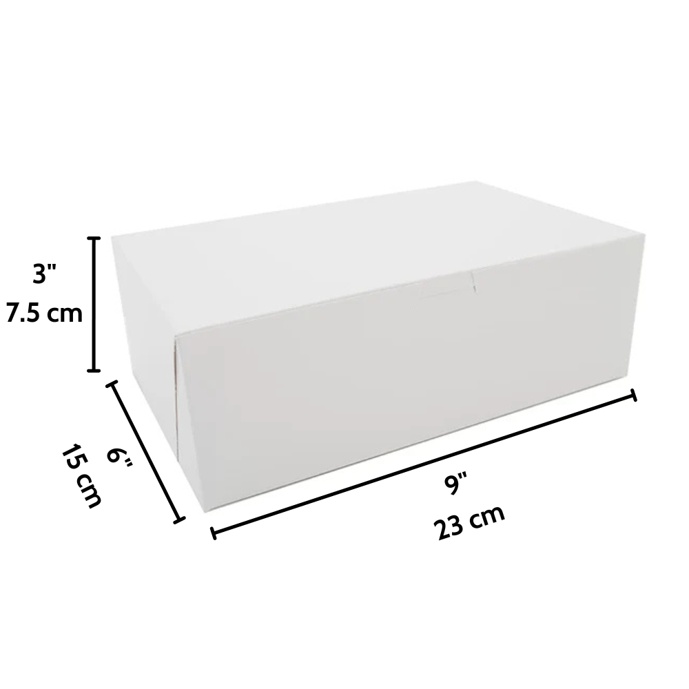 Eco-Friendly White Rectangular Cake Paper Box  9x6x3 - Size