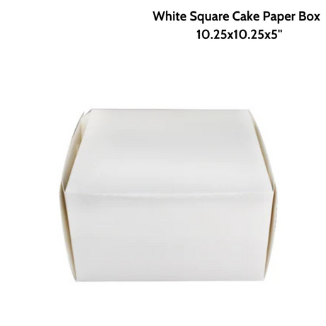 Eco-Friendly White Square Cake Paper Box  10.25x10.25x5 - 100 Pcs