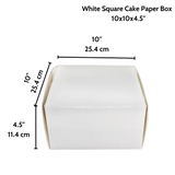 Eco-Friendly White Square Cake Paper Box  10x10x4.5 - Size