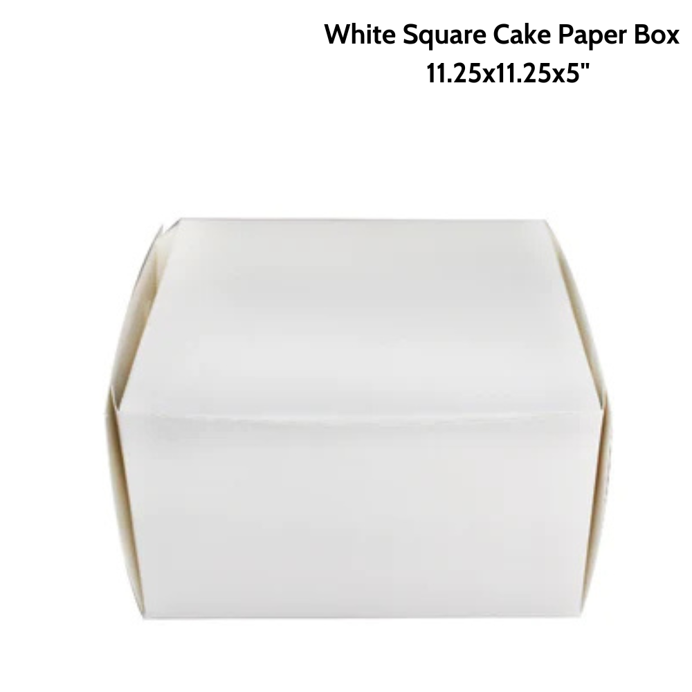 Eco-Friendly White Square Cake Paper Box  11.25x11.25x5 - 100 pcs