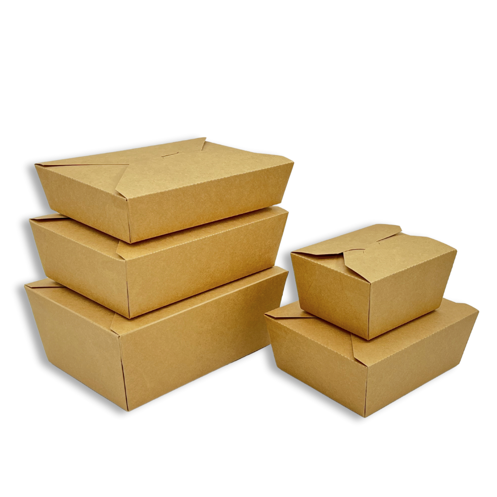 #4 | 96oz Eco-friendly Kraft Foldable Paper Box | 7.76x5.5x3.5" - 150 Pcs