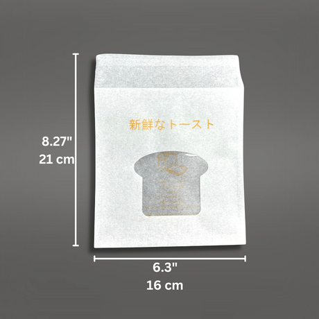 Eco-friendly White Single Toast Bread Sealing Paper Bakery Bag | 8.27"x6.3" - 400 Pcs-size