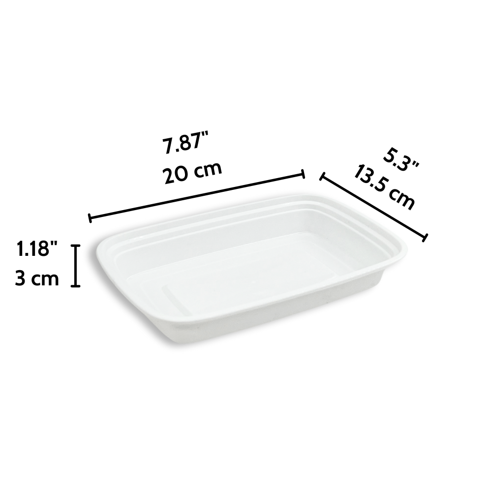 F-7516 Base | TD 16oz Microwaveable PP White Rectangular Food Container (Base Only) - 300 Pcs