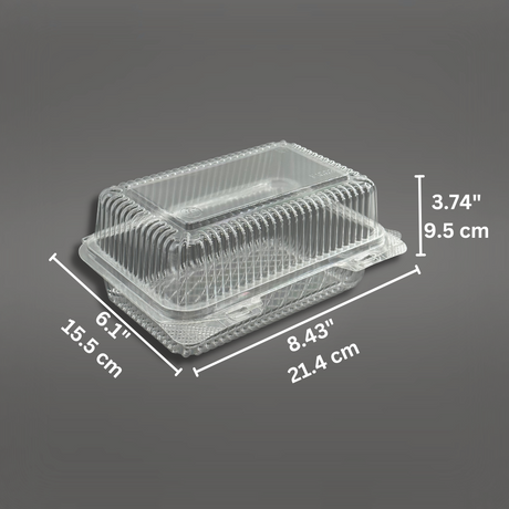 F1003 | Clear Rectangular Hinged Container | 8.43x6.1x3.74" - size