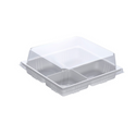 FG136 | 4 Compartment Plastic Mini Cake White Box W/ Clear Anti-Fog Lid | 4.84x4.84x1.77