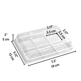 FG530  6 Compartment Plastic Mini Cake Clear Box W Lid  7.5x5.12x2 - Size