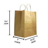 JH-10712 | 100% Recycled Paper Kraft Bag W/ Twisted Handle | 10.25x7x12.6" - 200 Pcs