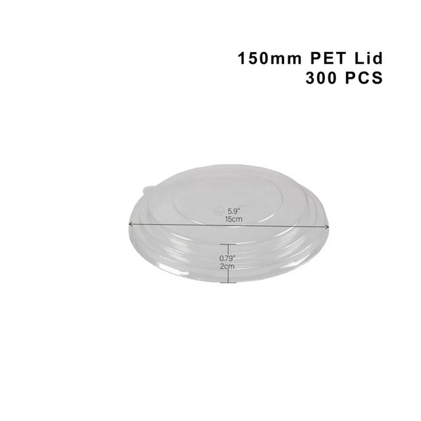 150mm PET Clear Round Lid | Fit 500B/750B/1000B Paper Bowl (Lid Only) - 300 Pcs-size